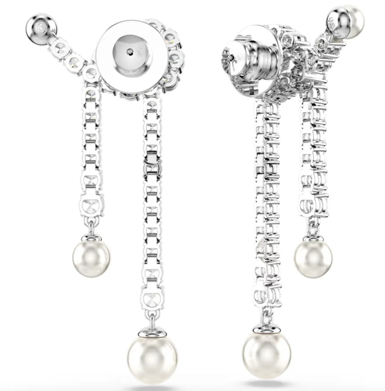 Swarovski Jewellery Matrix Crystal Pearl Round Cut, White Drop Earring