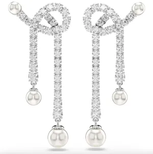 Swarovski Jewellery Matrix Crystal Pearl Round Cut, White Drop Earring
