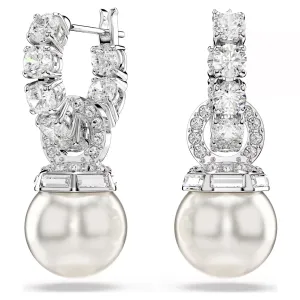 Swarovski Jewellery Matrix Pearl & Round Cut Silver Drop Earrings