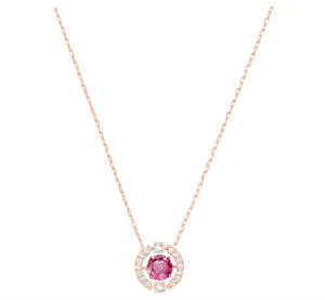 Swarovski Jewellery Sparkling Dance Round Necklace, Red, Rose-gold