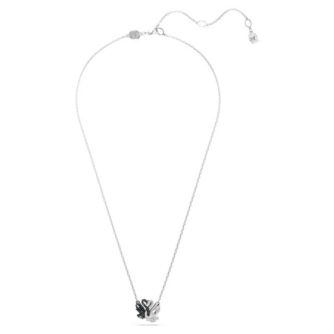 Swarovski Jewellery Swan Pearl, Swan, Black Silver Necklace
