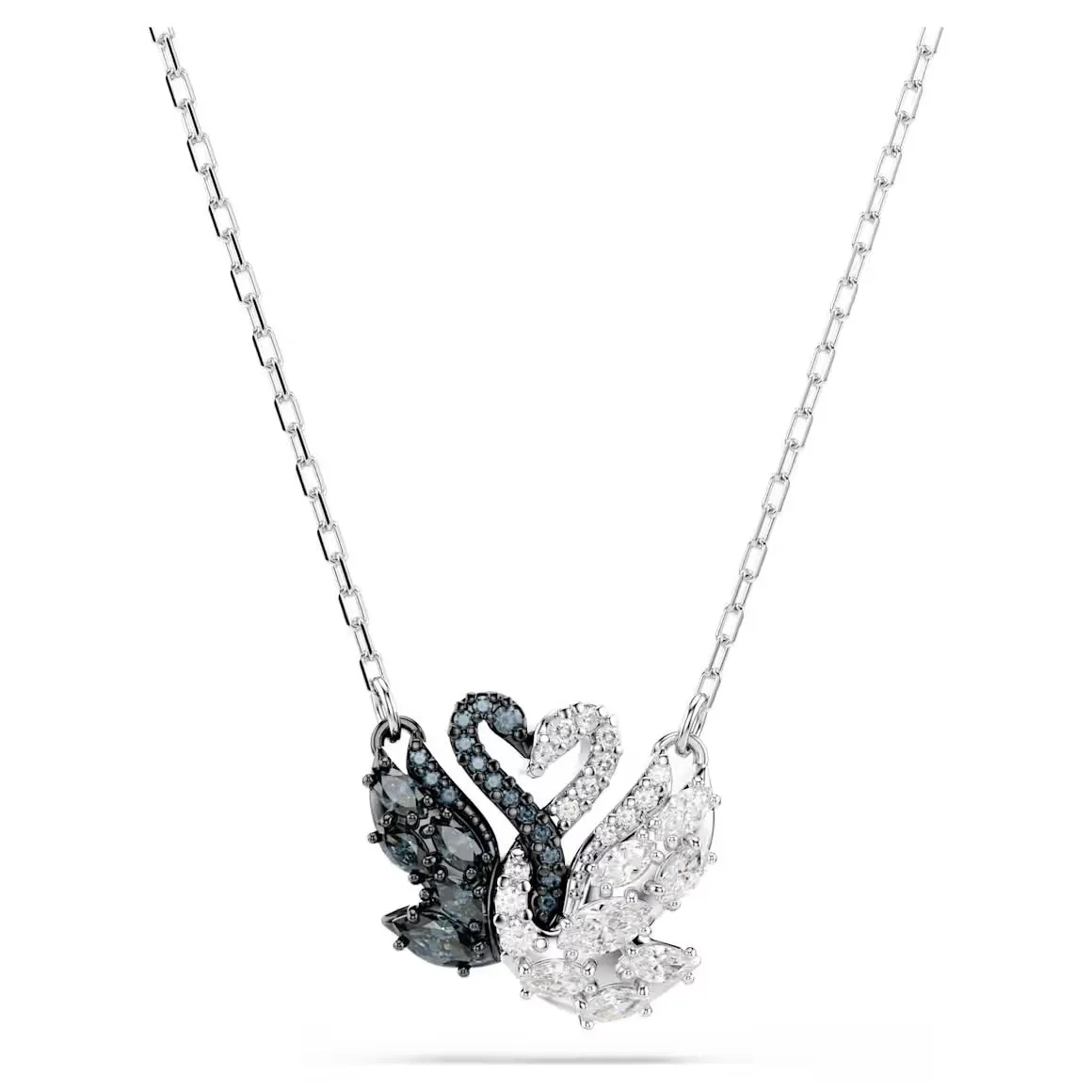 Swarovski Jewellery Swan Pearl, Swan, Black Silver Necklace