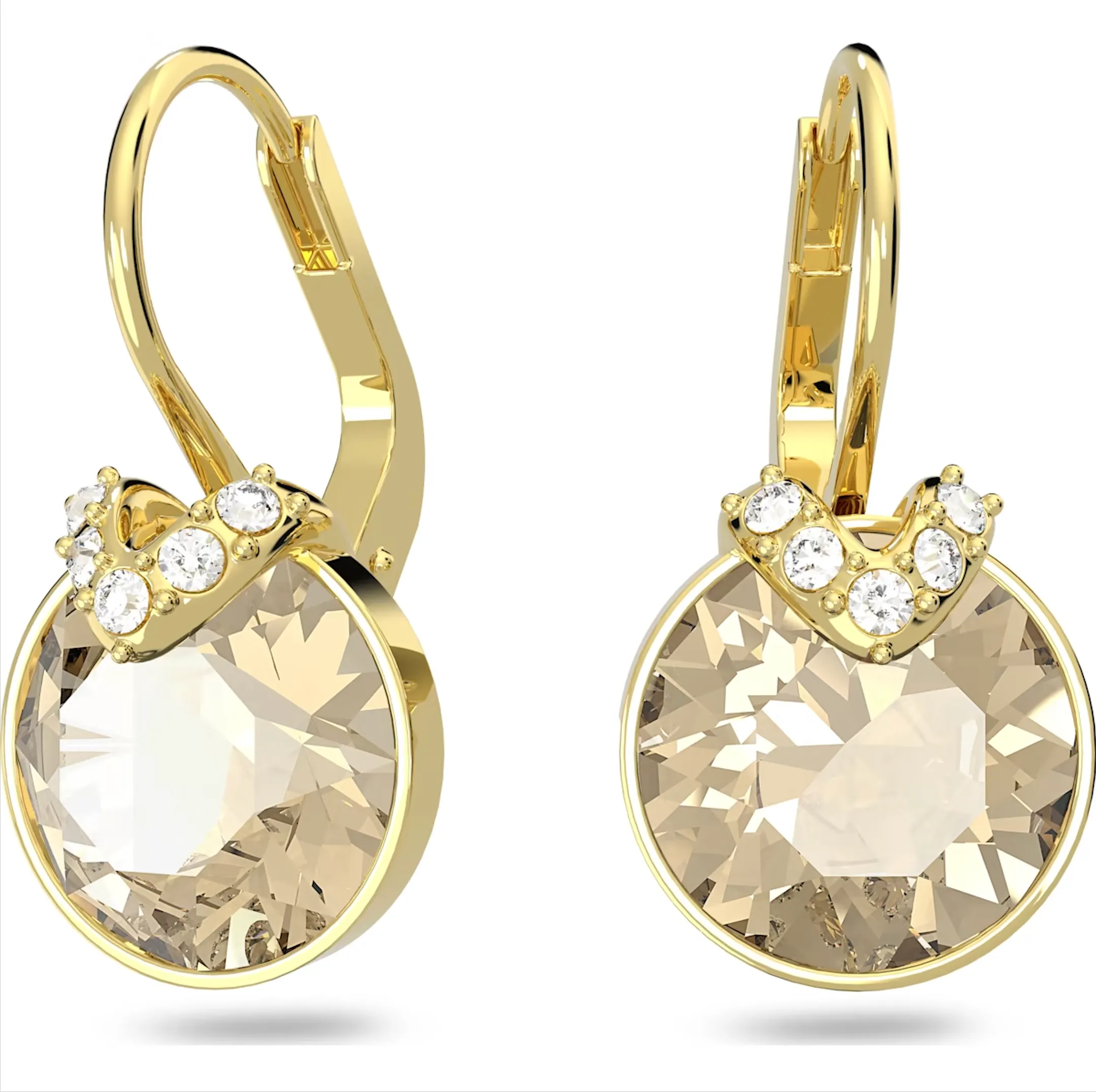 Swarovski Jewellery Swarovski Bella Yellow Gold Tone Plated V Clear Crystal Earrings