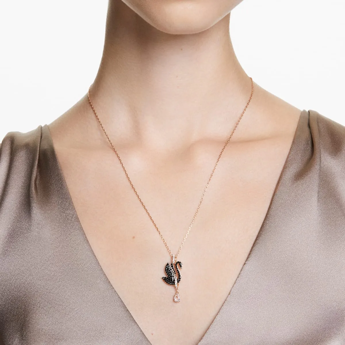 Swarovski Jewellery Swarovski Black Swan Drop Rosegold XS Pendant