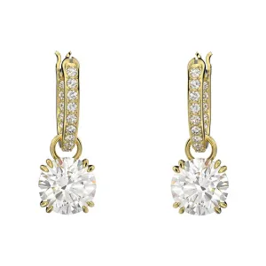Swarovski Jewellery Swarovski Constella Gold Tone Plated White Crystal Pave Drop Earrings