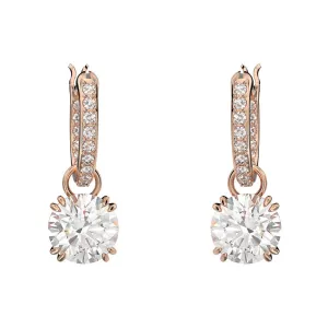 Swarovski Jewellery Swarovski Constella Rose Gold Tone Plated White Crystal Pave Drop Earrings