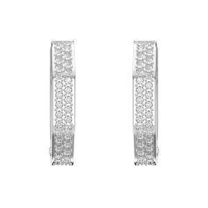 Swarovski Jewellery Swarovski Dextera Rhodium Plated White Crystal Octagon Small Hoop Earrings