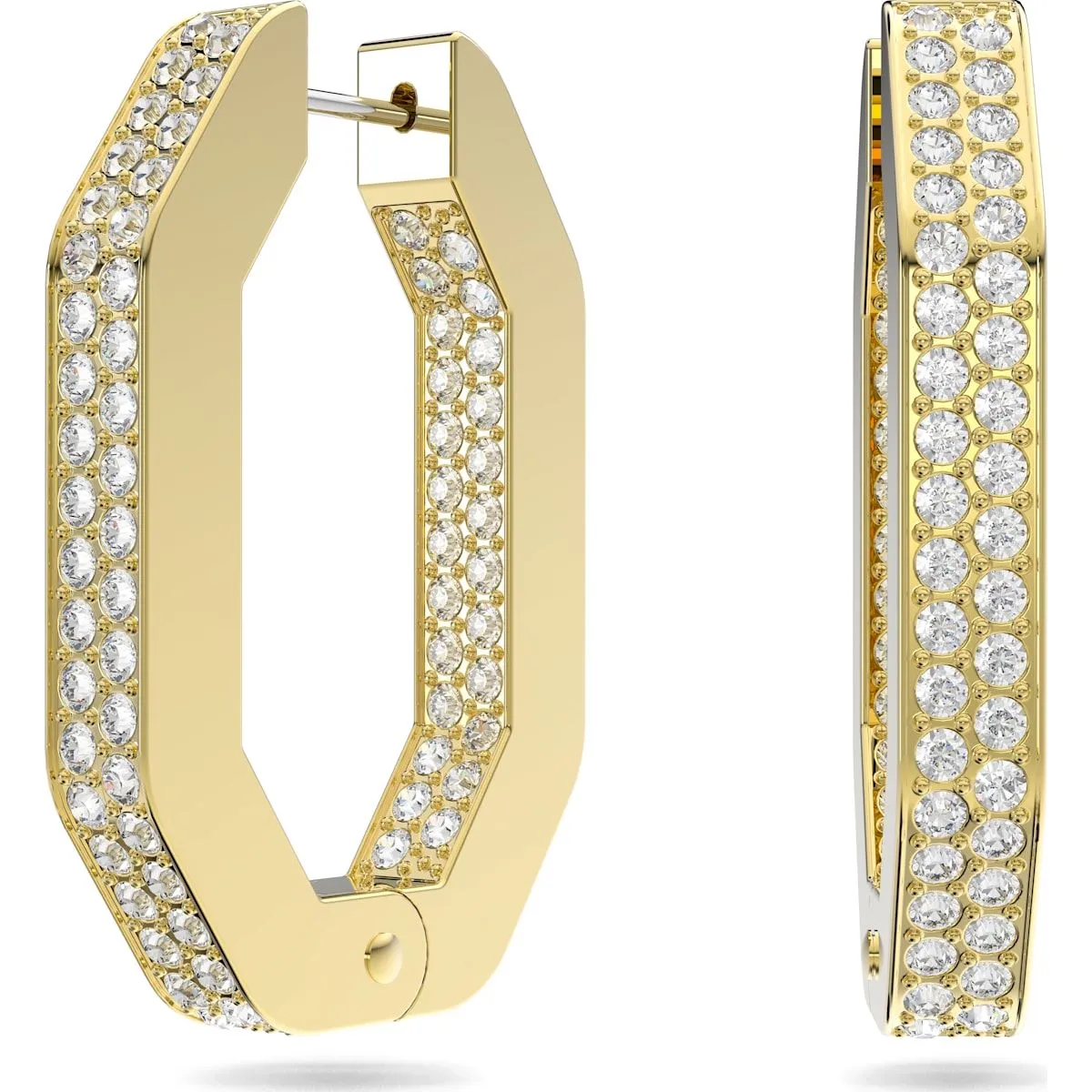 Swarovski Jewellery Swarovski Dextera Yellow Gold Tone Plated White Crystal Links Hoop Earrings