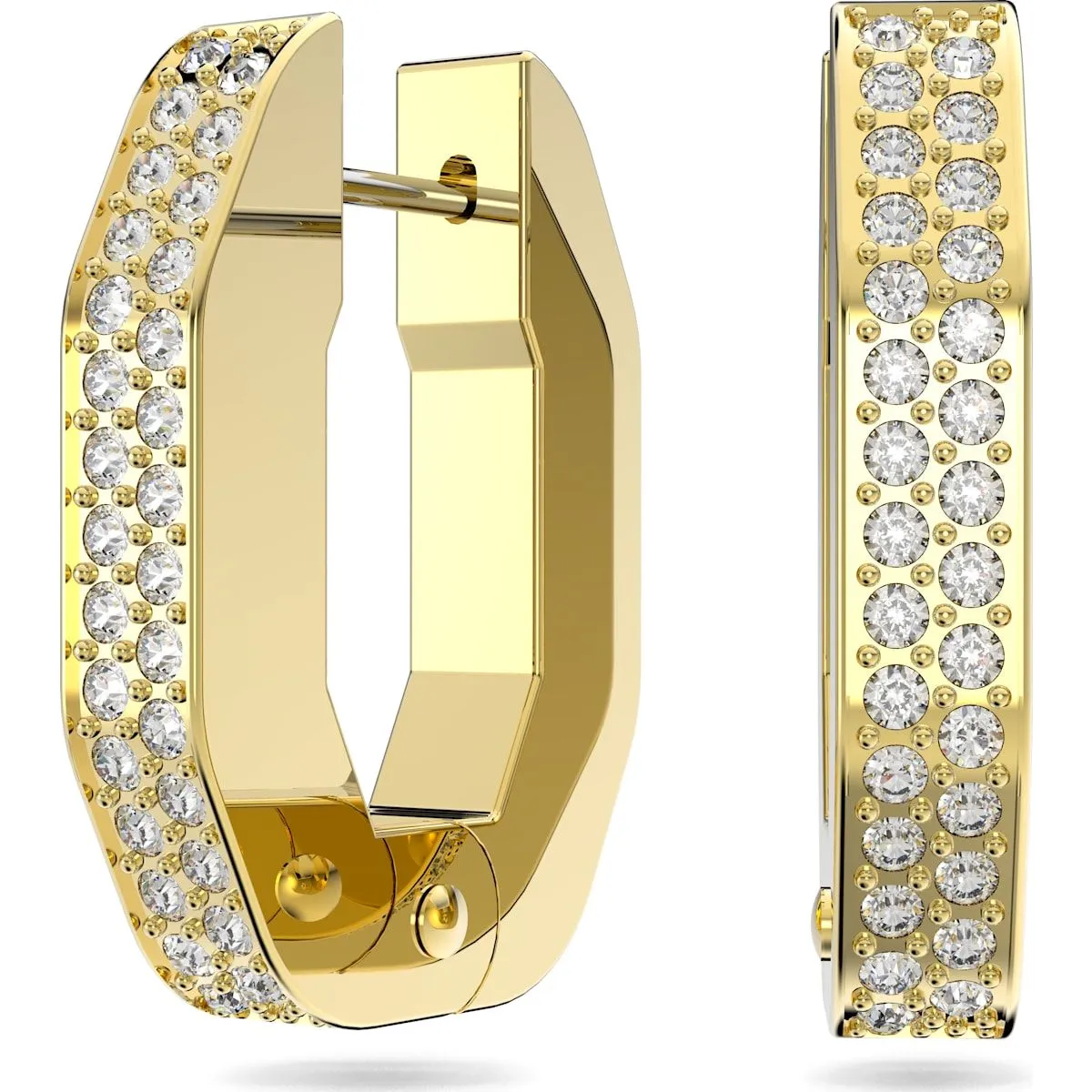 Swarovski Jewellery Swarovski Dextera Yellow Gold Tone Plated White Crystal Octagon Hoop Earrings