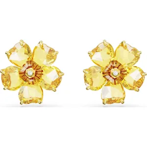 Swarovski Jewellery Swarovski Florere Gold Tone Plated Yellow Crystal Flower Stud Earrings