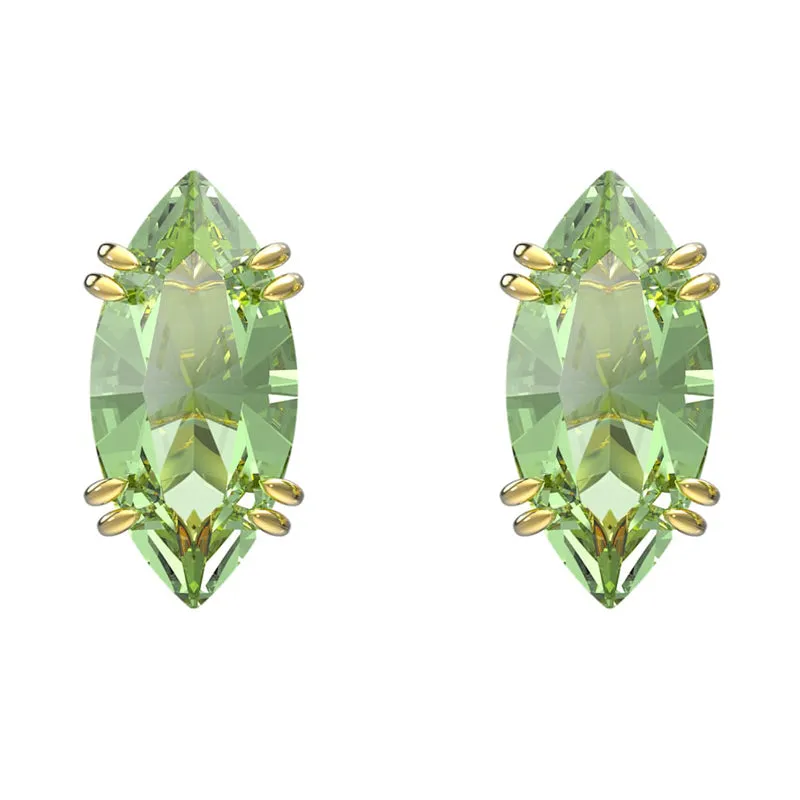 Swarovski Jewellery Swarovski Gema Gold Tone Plated Green Kite Cut Crystal Stud Earrings