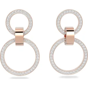 Swarovski Jewellery Swarovski Hollow Rose Gold Tone Plated White Crystal Hoop Earrings