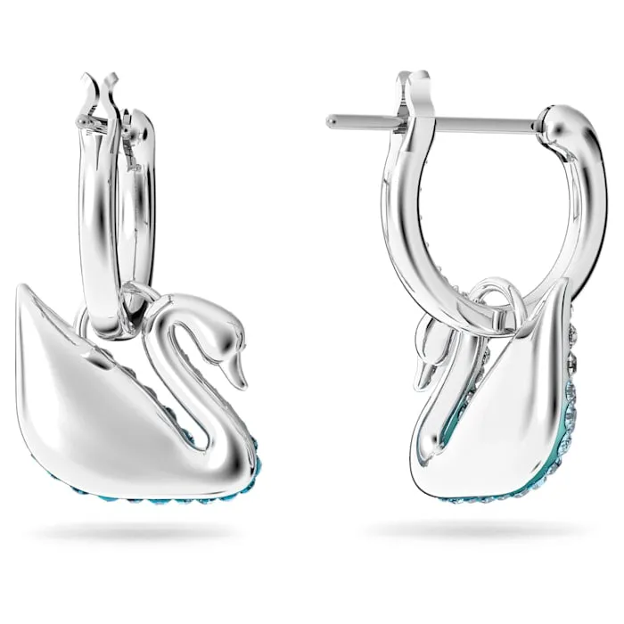 Swarovski Jewellery Swarovski Iconic Swan Blue Rhodium Plated Crystal Earrings