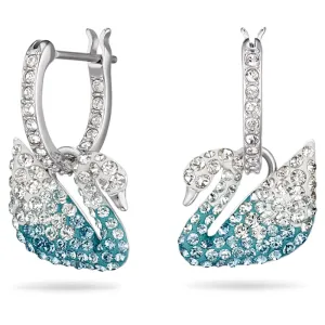 Swarovski Jewellery Swarovski Iconic Swan Blue Rhodium Plated Crystal Earrings