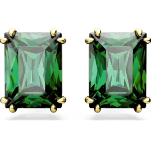 Swarovski Jewellery Swarovski Matrix Gold Tone Plated Rectangular Cut Green Crystal Earrings