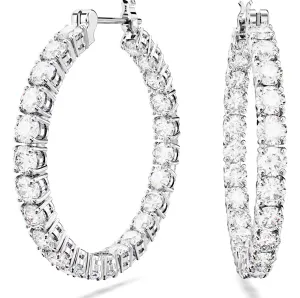 Swarovski Jewellery Swarovski Matrix Rhodium Plated Round White Crystal Hoop Earrings