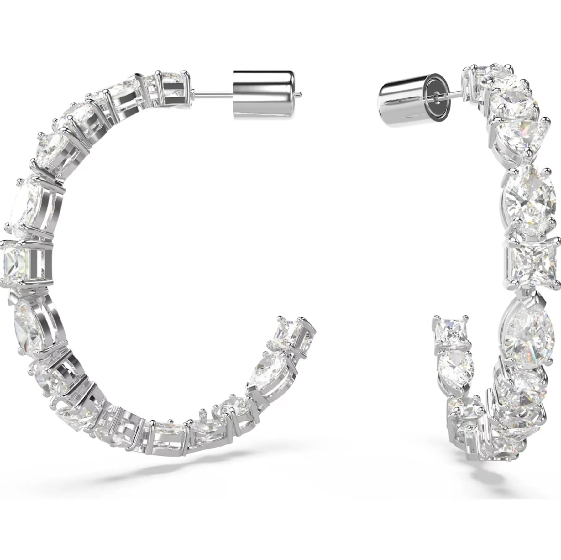 Swarovski Jewellery Swarovski Mesmera Rhodium Plated Mixed Cut White Crystal Hoop Earrings