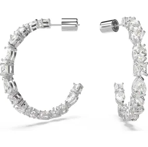 Swarovski Jewellery Swarovski Mesmera Rhodium Plated Mixed Cut White Crystal Hoop Earrings