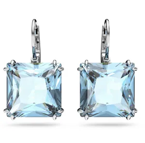 Swarovski Jewellery Swarovski Millenia Rhodium Plated Blue Crystal Square Cut Drop Earrings