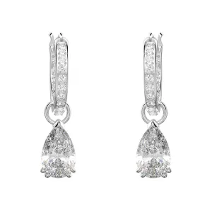 Swarovski Jewellery Swarovski Millenia Rhodium Plated White Crystal Pear Cut Hoop Earrings