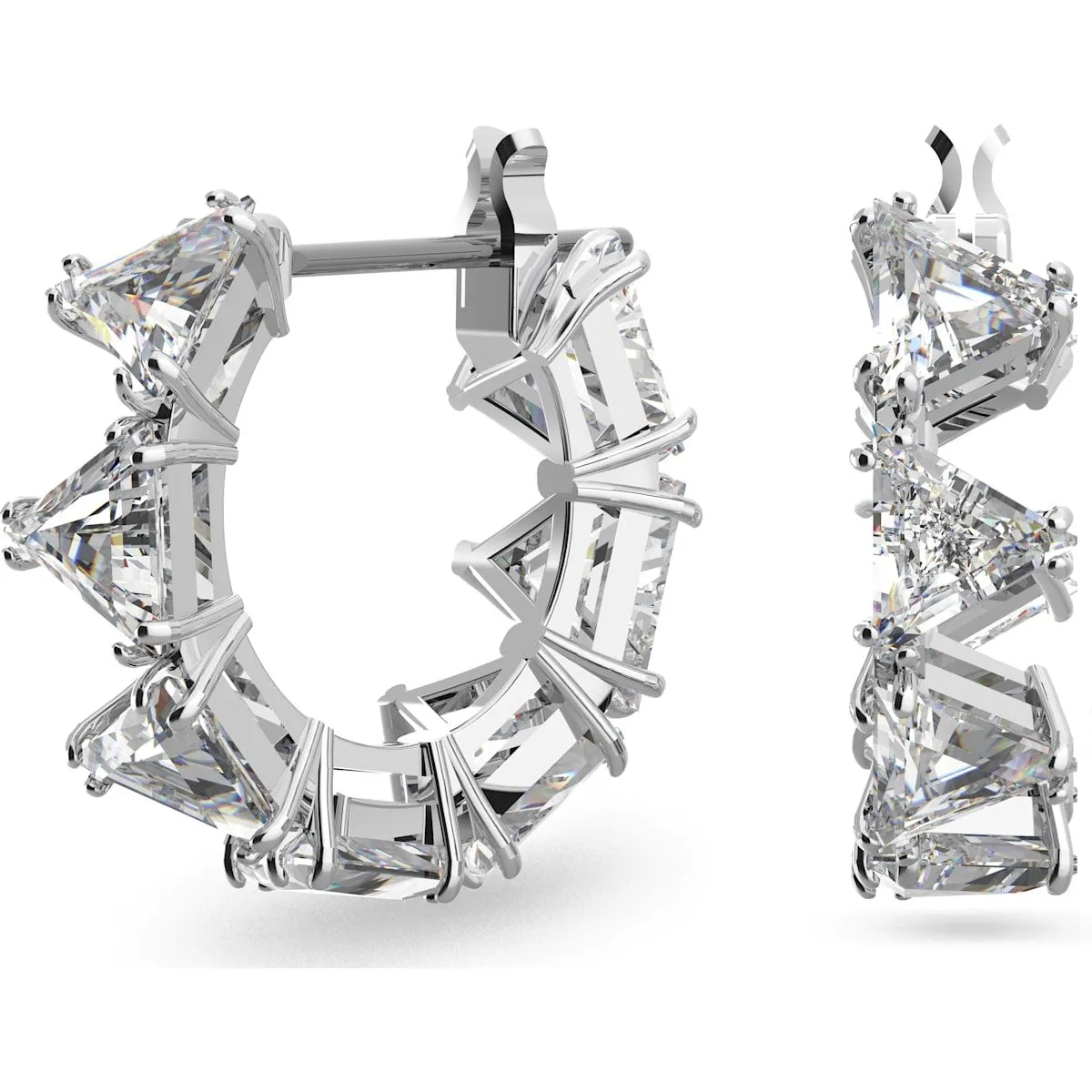 Swarovski Jewellery Swarovski Ortyx Rhodium Plated Small White Crystal Triangle Hoop Earrings