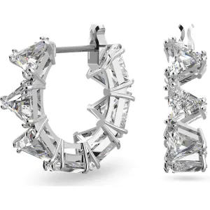 Swarovski Jewellery Swarovski Ortyx Rhodium Plated Small White Crystal Triangle Hoop Earrings