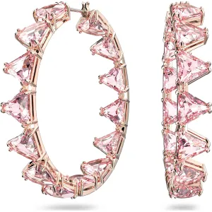 Swarovski Jewellery Swarovski Ortyx Rose Gold Tone Plated Pink Crystal Triangle Cut Hoop Earrings