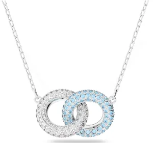 Swarovski Jewellery Swarovski Rhodium Plated Blue and White Crystal Intertwined Circles Necklace
