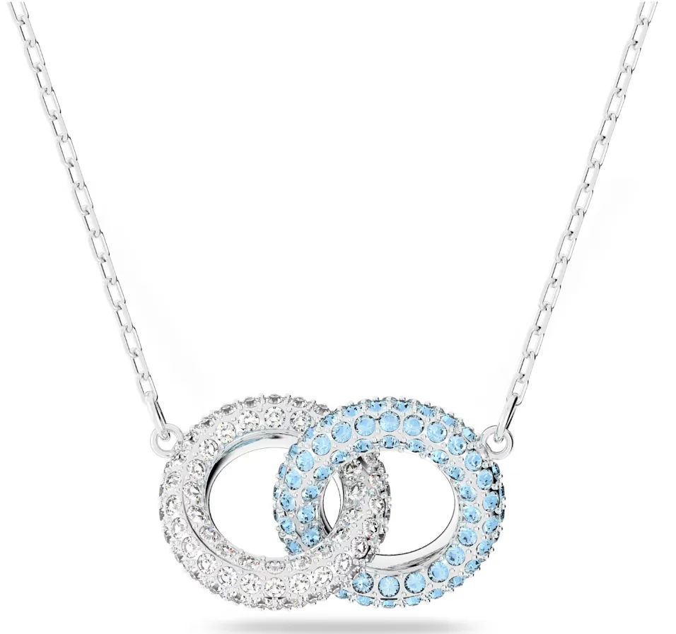 Swarovski Jewellery Swarovski Rhodium Plated Blue and White Crystal Intertwined Circles Necklace
