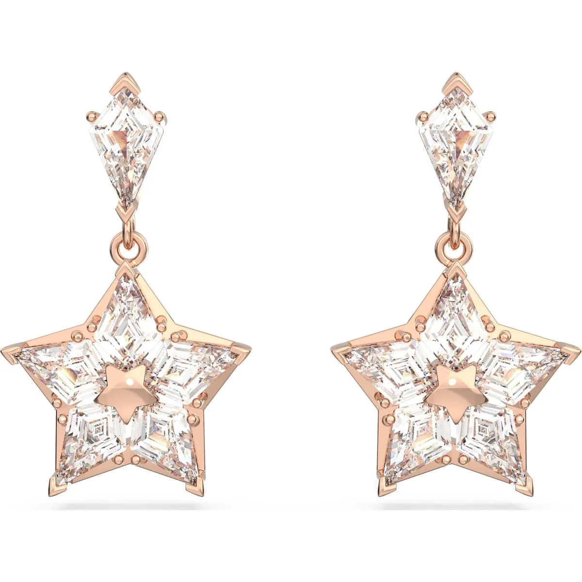Swarovski Jewellery Swarovski Stella Rose Gold Tone Plated White Crystal Star Drop Earrings