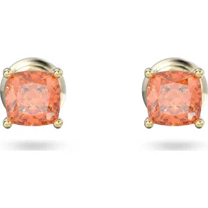 Swarovski Jewellery Swarovski Stilla Gold Tone Plated Orange Crystal Cushion Cut Stud Earrings