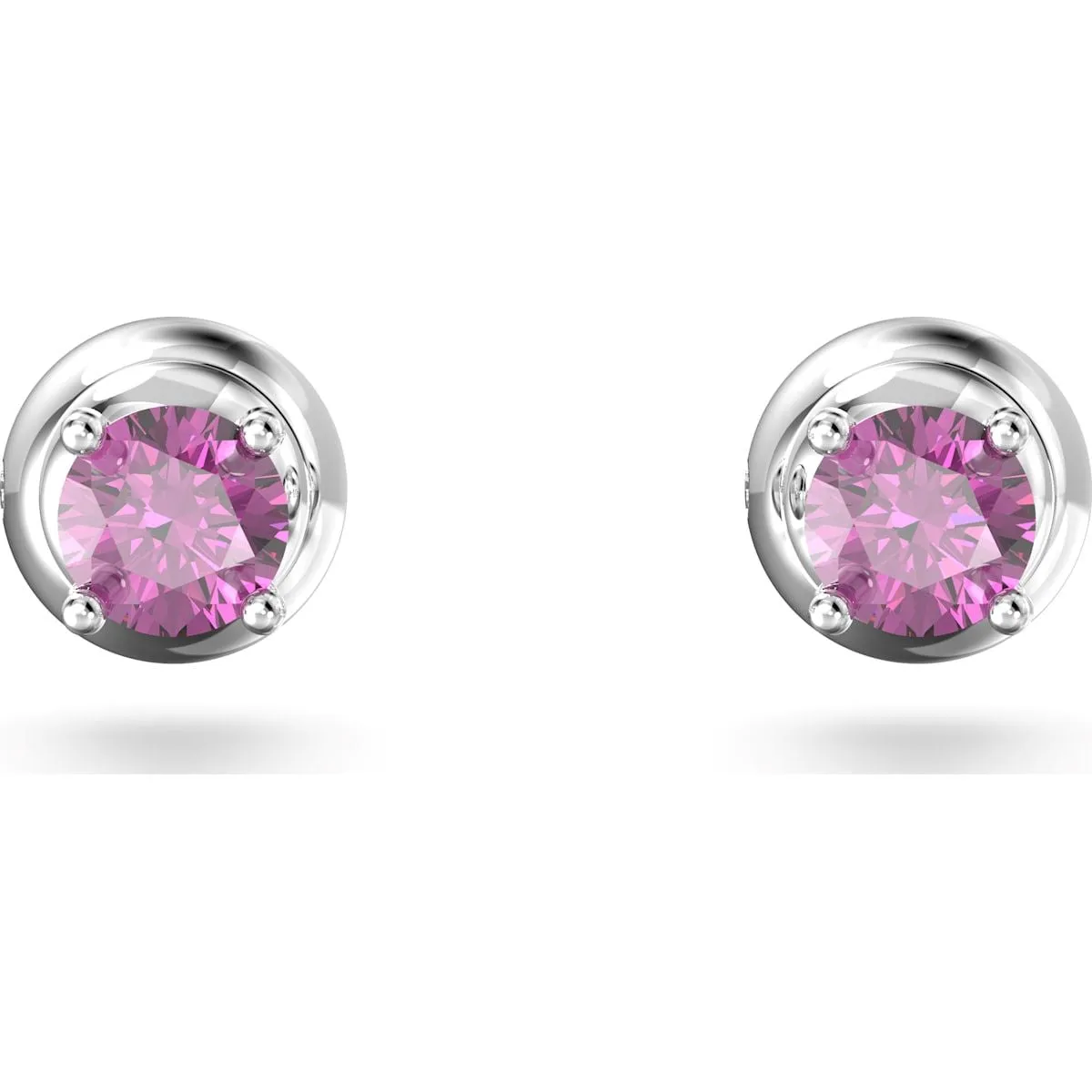Swarovski Jewellery Swarovski Stilla Rhodium Plated Purple Crystal Round Stud Earrings