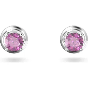 Swarovski Jewellery Swarovski Stilla Rhodium Plated Purple Crystal Round Stud Earrings