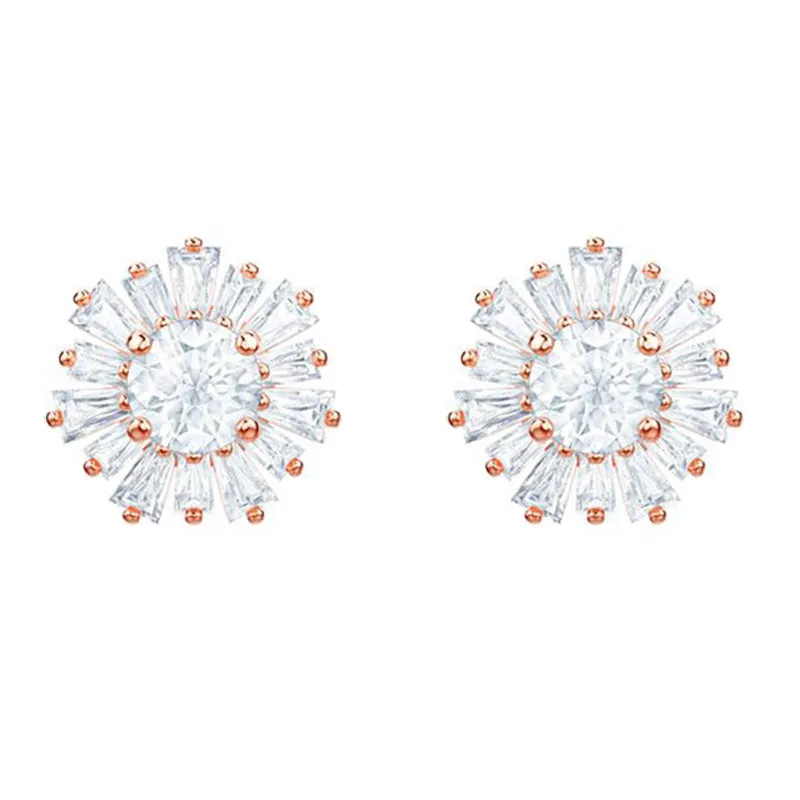 Swarovski Jewellery Swarovski Sunshine White Stone Rose Gold Plated Earrings