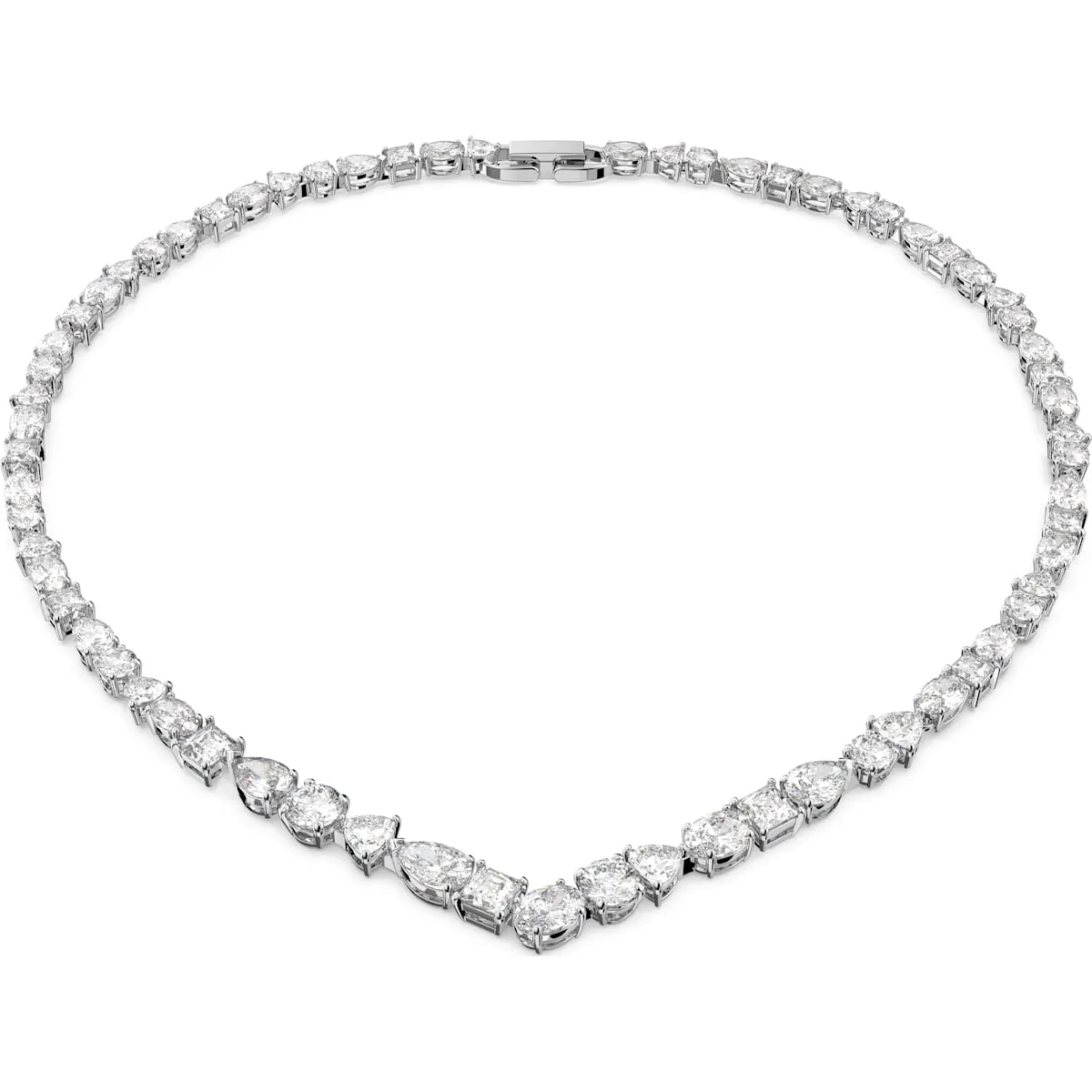 Swarovski Jewellery Swarovski Tennis Rhodium Plated White Crystal Mixed Cuts Deluxe V Necklace