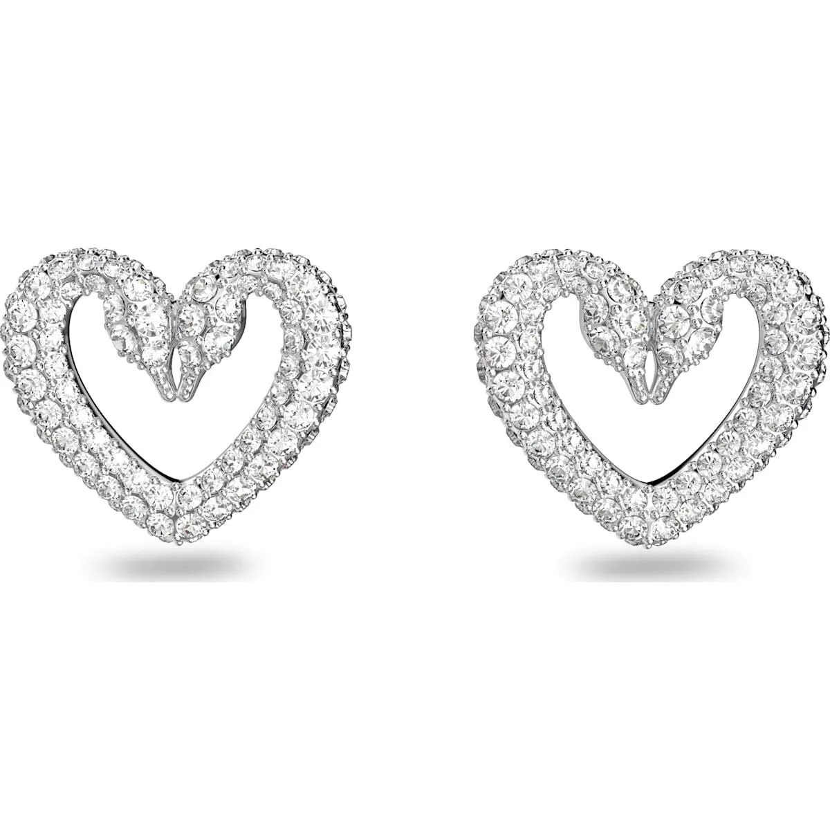 Swarovski Jewellery Swarovski Una Rhodium Plated White Crystal Heart Earrings