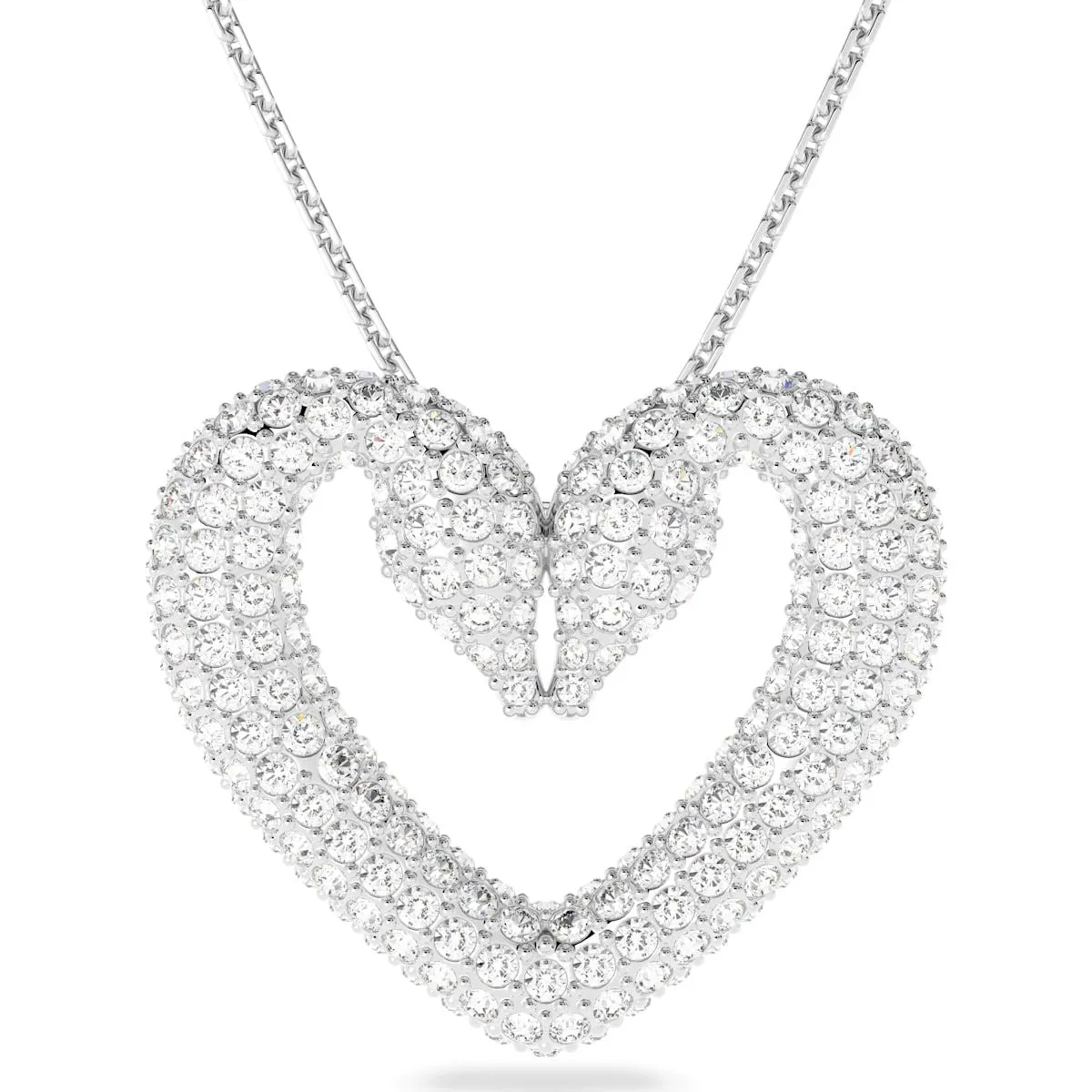 Swarovski Jewellery Swarovski Una Rhodium Plated White Crystal Heart Pendant
