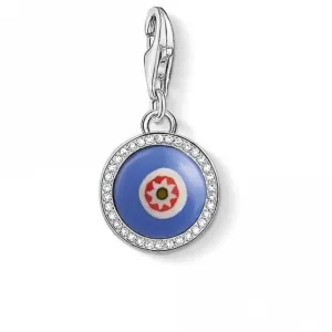 Thomas Sabo Blue Glass Eye Sterling Silver Zirconia Glass Charm Pendant 1440-052-1 Thomas Sabo Collectable Charms
