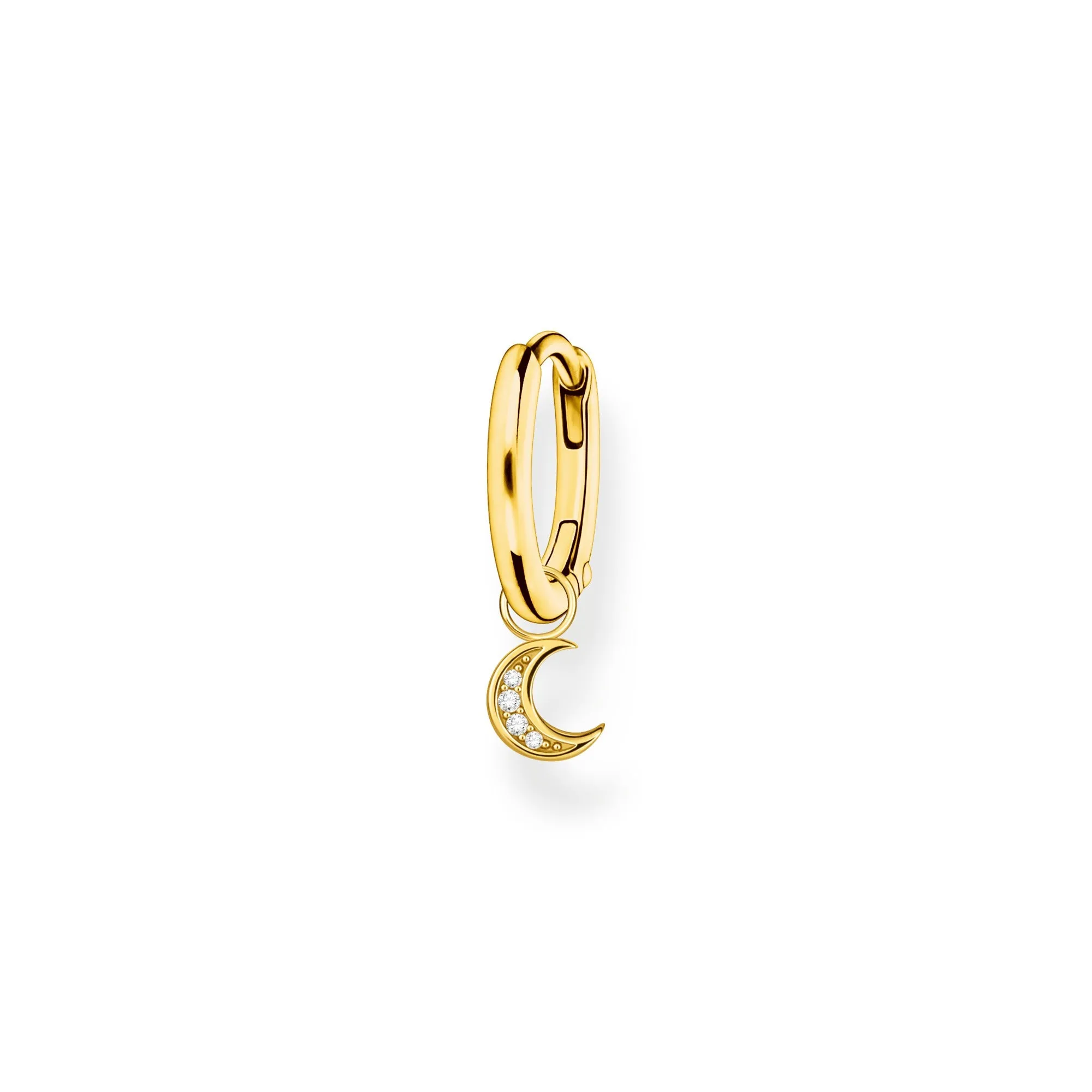 Thomas Sabo Jewellery Thomas Sabo Charm Club Gold Plated Sterling Silver Moon Pendant Hoop Earring