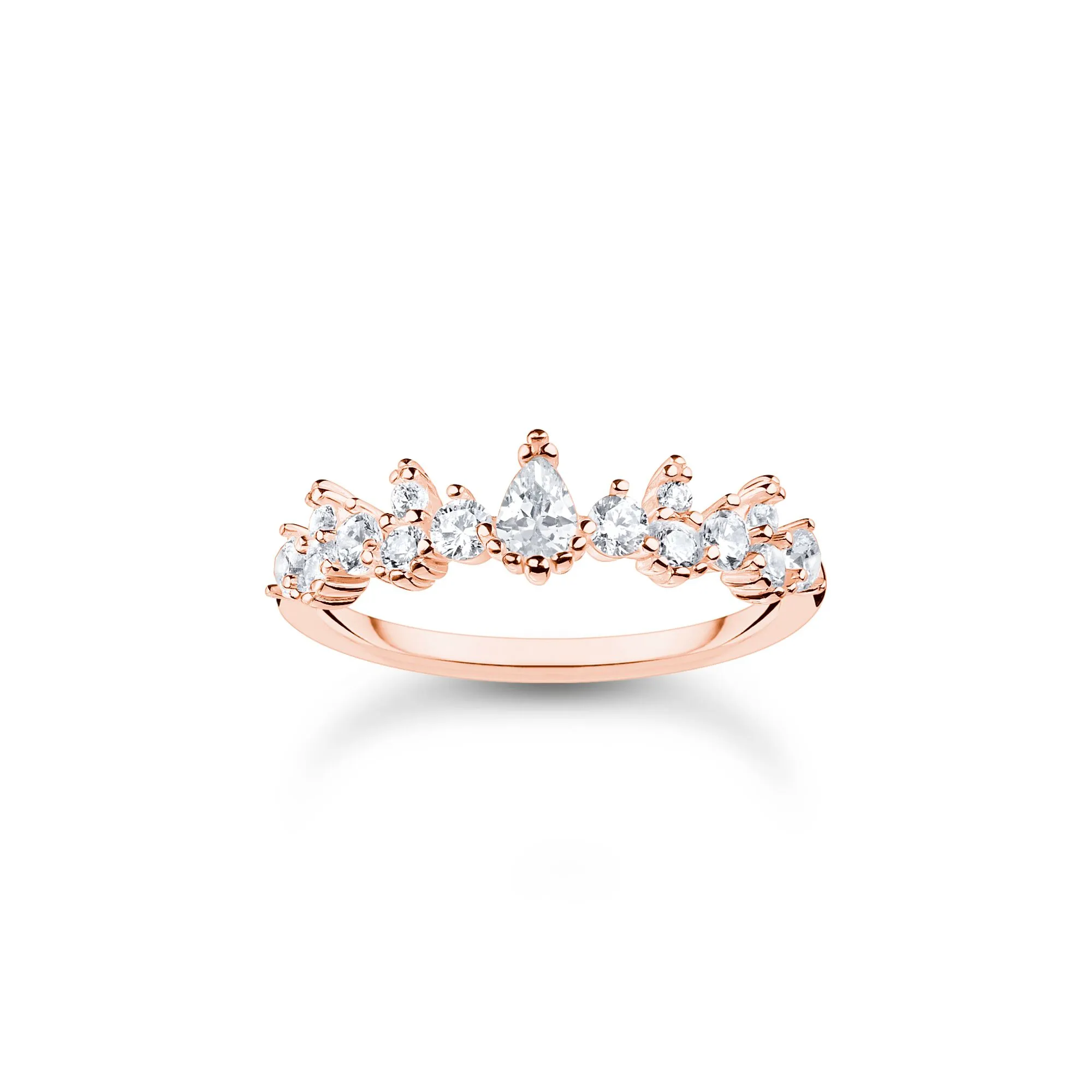 Thomas Sabo Jewellery Thomas Sabo Charm Club Rose Gold Plated Sterling Silver Ice Crystals Ring