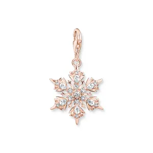 Thomas Sabo Jewellery Thomas Sabo Charm Club Rose Gold Plated Sterling Silver Snowflake White Stones Charm