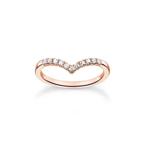 Thomas Sabo Jewellery Thomas Sabo Charm Club Rose Gold Plated Sterling Silver V-Shape Ring
