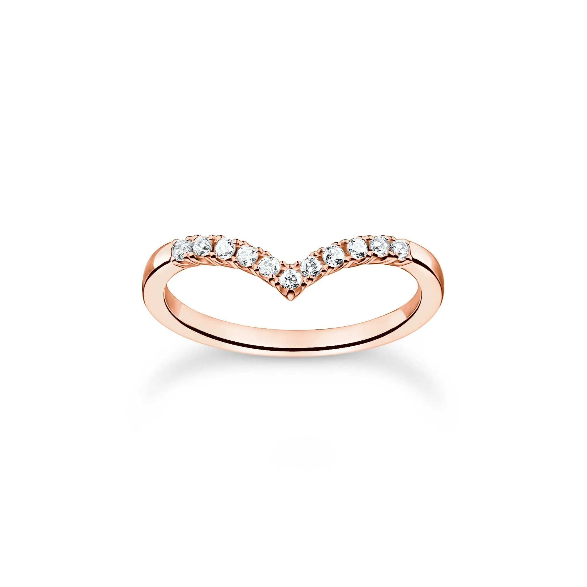 Thomas Sabo Jewellery Thomas Sabo Charm Club Rose Gold Plated Sterling Silver V-Shape Ring