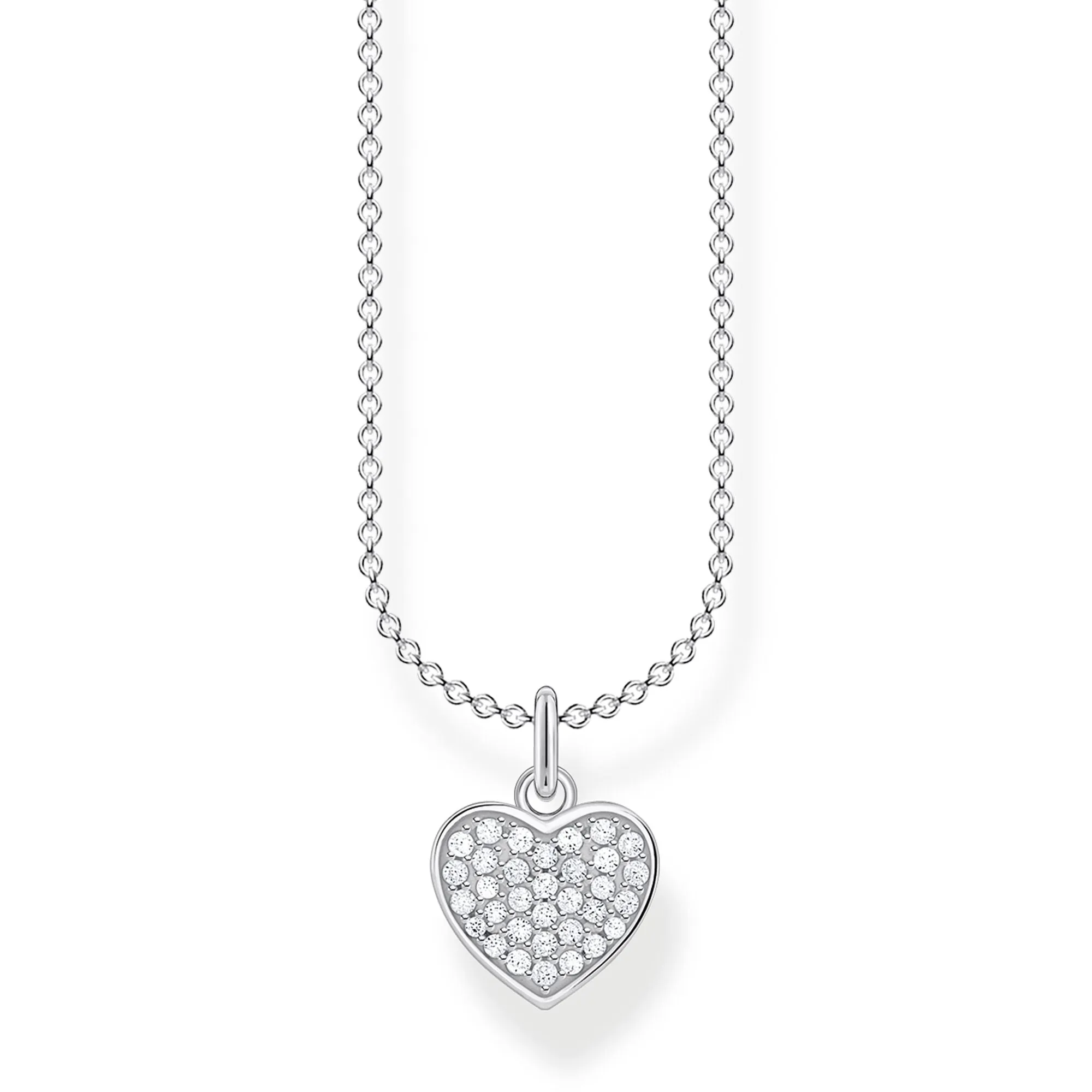 Thomas Sabo Jewellery Thomas Sabo Charm Club Sterling Silver Heart Pave Necklace