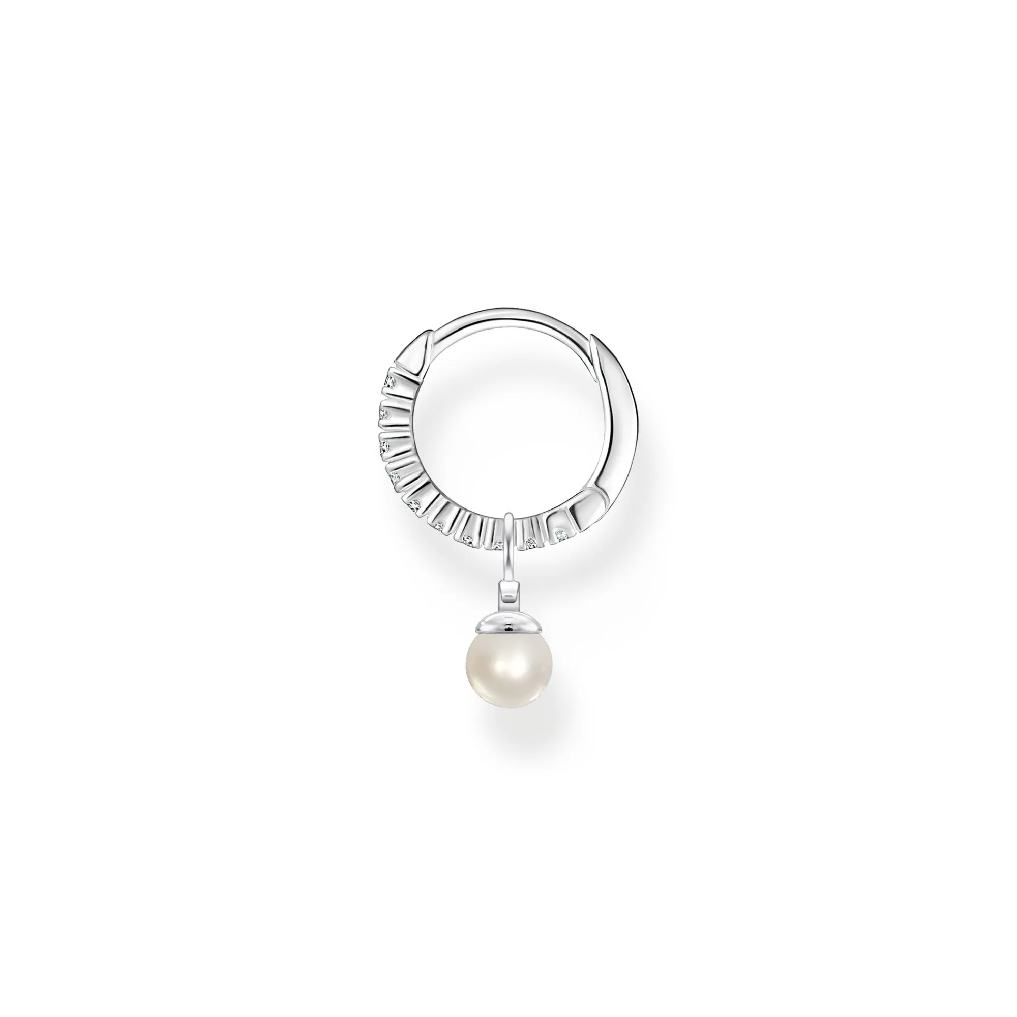 Thomas Sabo Jewellery Thomas Sabo Charm Club Sterling Silver Pearl Pendant Hoop Earring