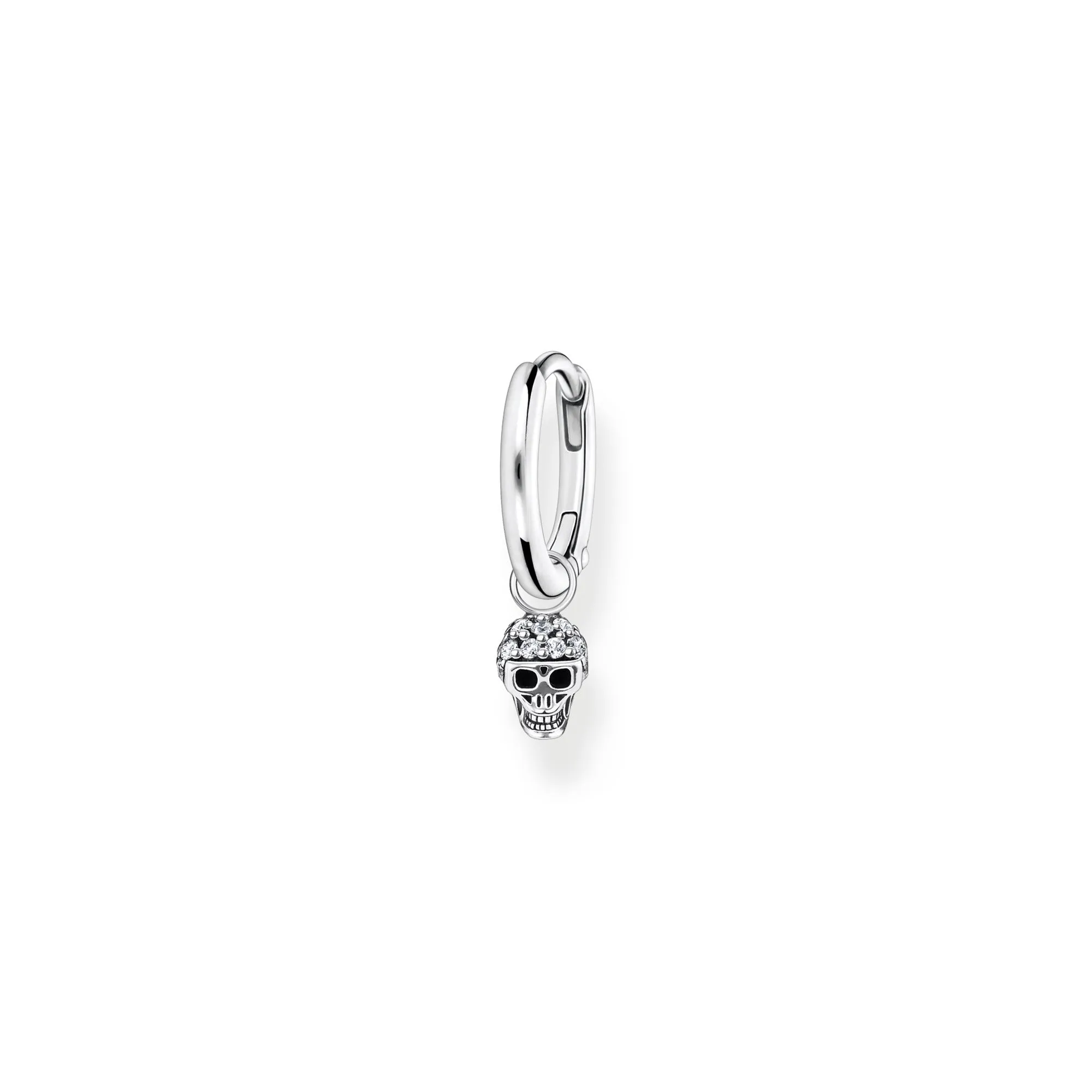 Thomas Sabo Jewellery Thomas Sabo Charm Club Sterling Silver Skull Pendant Hoop Earring