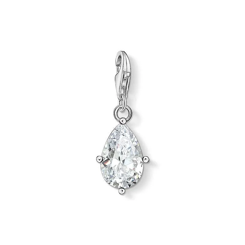 Thomas Sabo Jewellery Thomas Sabo Charm Club Sterling Silver White Stone Droplet Charm Pendant