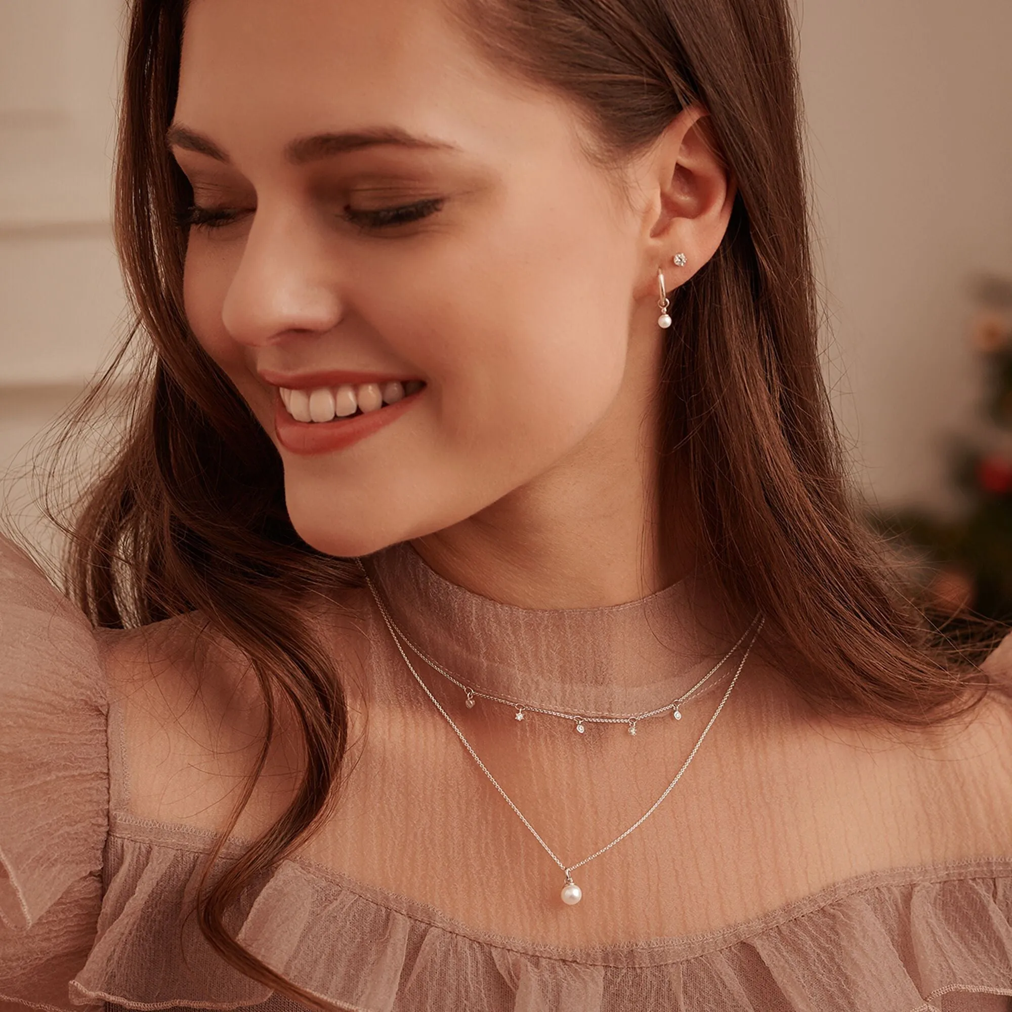 Thomas Sabo Jewellery Thomas Sabo Charm Club Sterling Silver White Stones Necklace