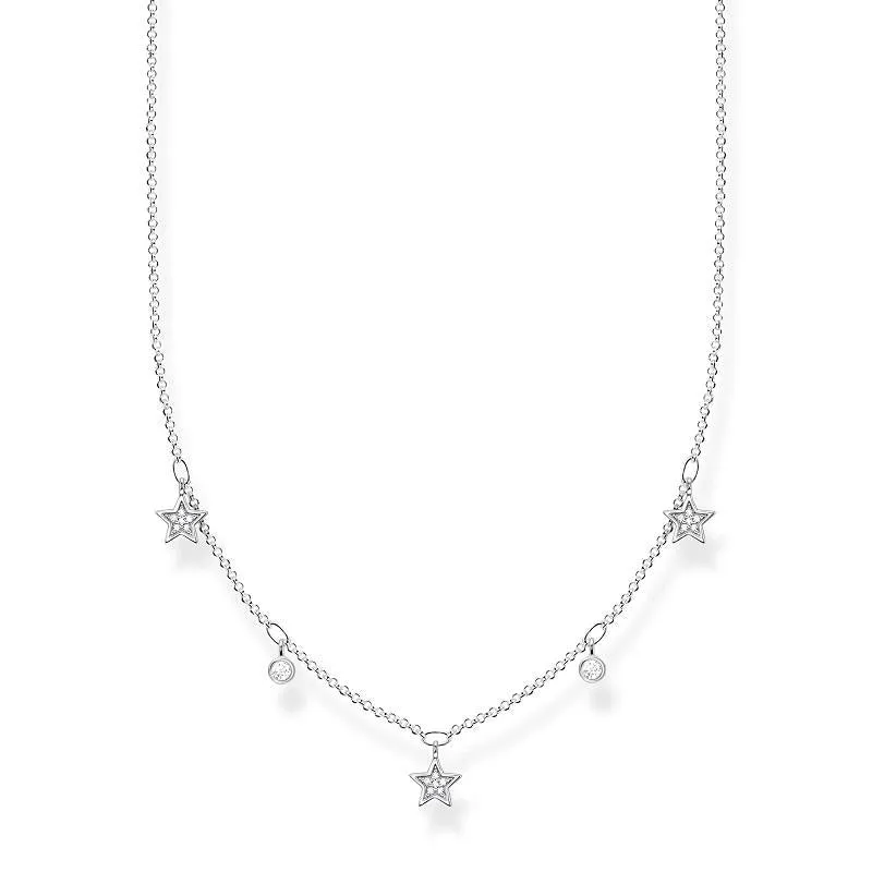 Thomas Sabo Jewellery Thomas Sabo Charm Club Sterling Silver White Stones Stars Necklace
