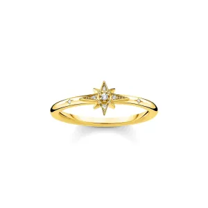 Thomas Sabo Jewellery Thomas Sabo Charm Club Sterling Silver Yellow Gold Plated CZ Star Ring